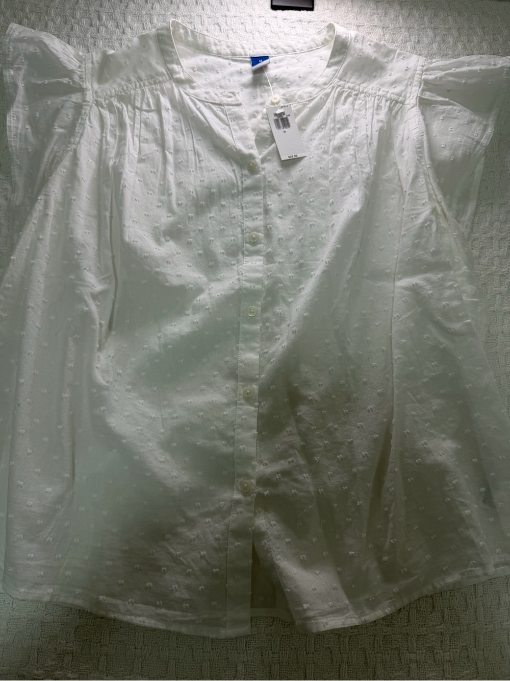 Old Navy White Eyelet Button-Front Blouse